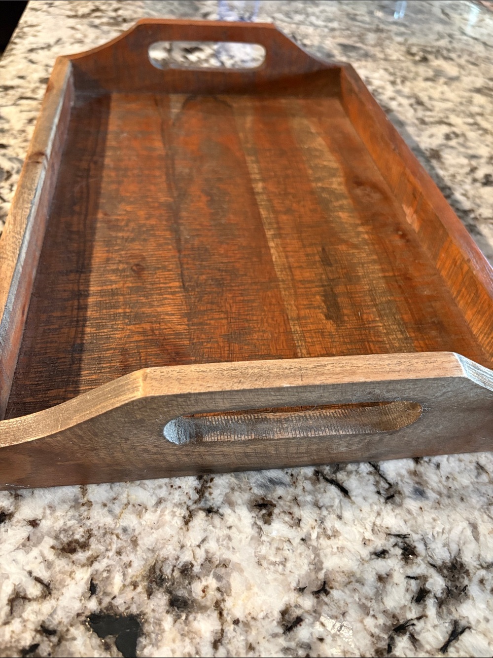 Rustic Wooden Serving Tray in Warm Brown - Picture 2 of 3